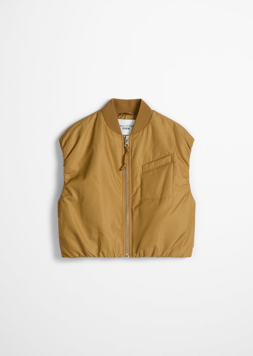 Aviator-style relaxed cropped blouson vest — Golden Ocher