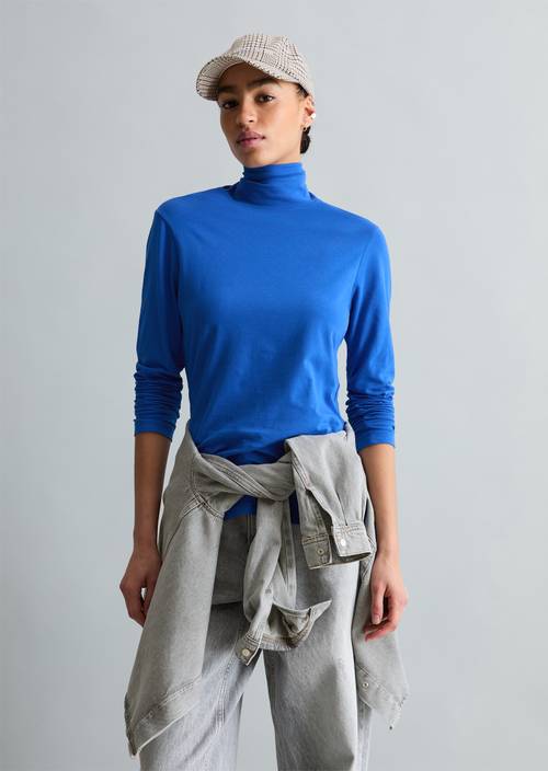 Turtleneck manches longues slim Pale Cobalt en vue de face