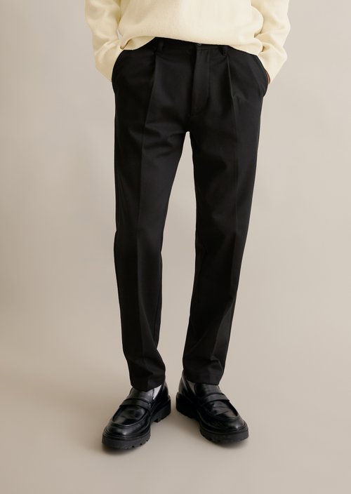 Interlock jersey pants slim — Black