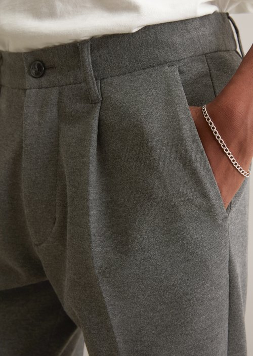 Interlock jersey pants slim — Medium Grey