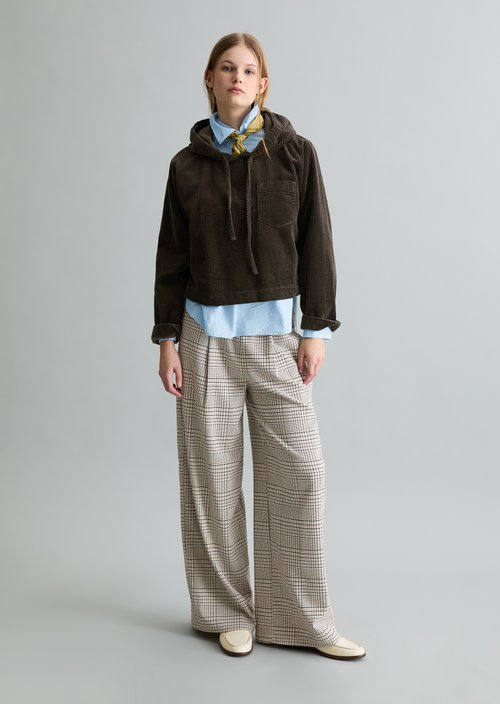 Relaxed hooded corduroy blouse — Black Espresso