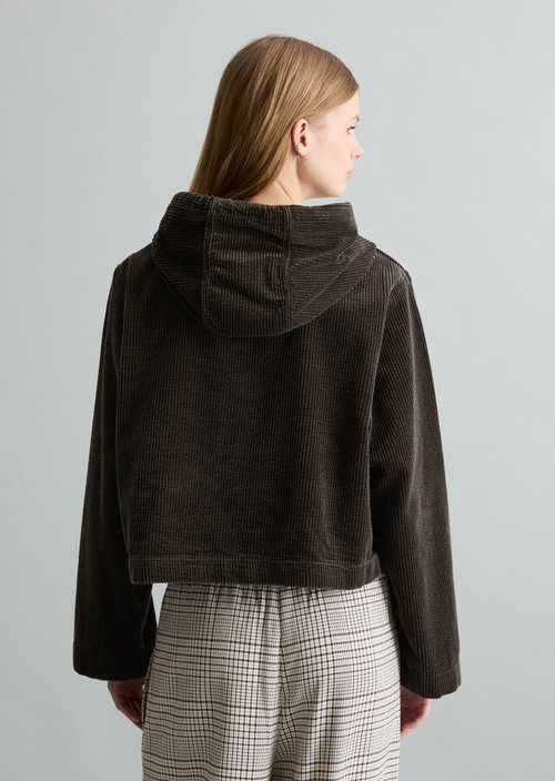 Relaxed hooded corduroy blouse — Black Espresso (alternate view)