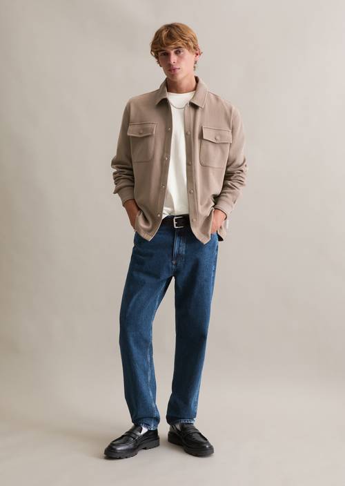 Sweat-Overshirt relaxed Cold Taupe in Frontalansicht