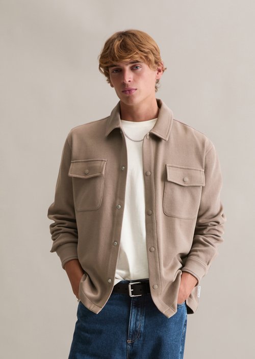 Relaxed sweat overshirt — Cold Taupe