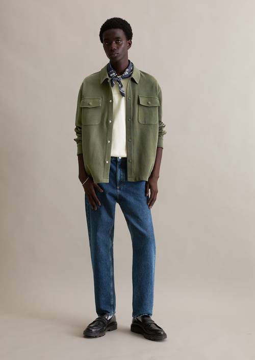 Sweat-Overshirt relaxed Dark Moss in Frontalansicht