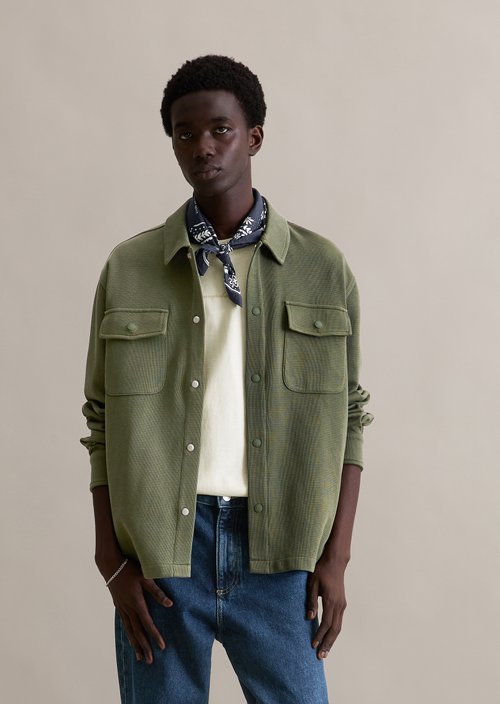 Relaxed sweat overshirt — Dark Moss
