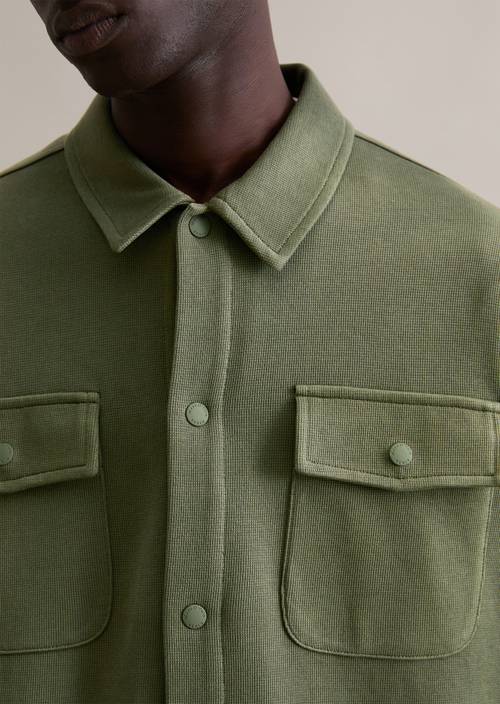 Sweat-Overshirt relaxed Dark Moss in Detailansicht