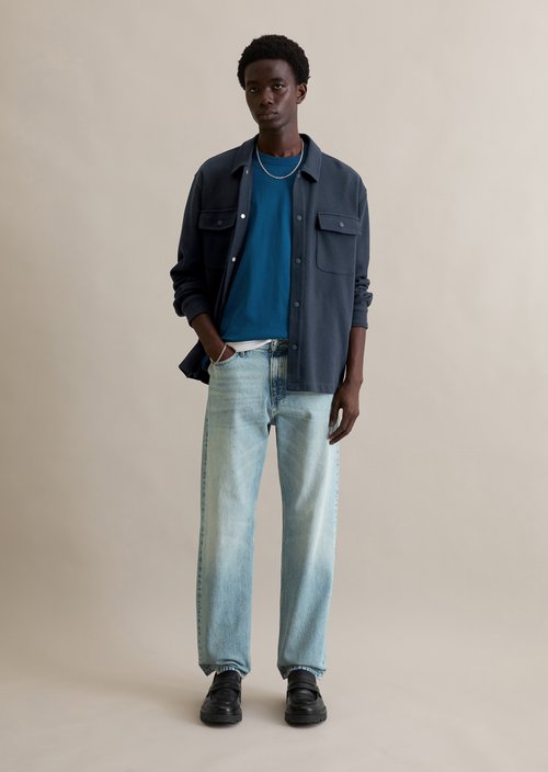 Relaxed sweat overshirt — Navy Teal
