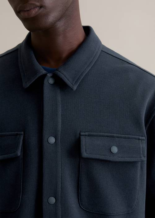 Sweat-Overshirt relaxed Navy Teal in Detailansicht