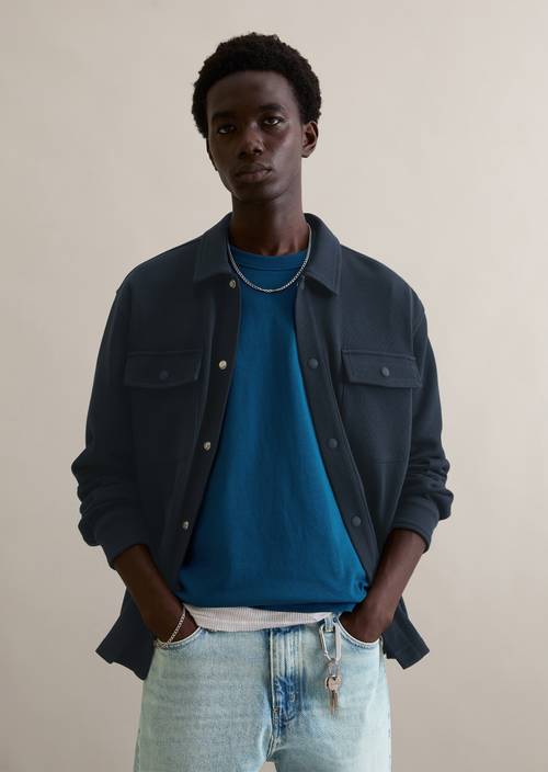 Sweat-Overshirt relaxed Navy Teal in Frontalansicht