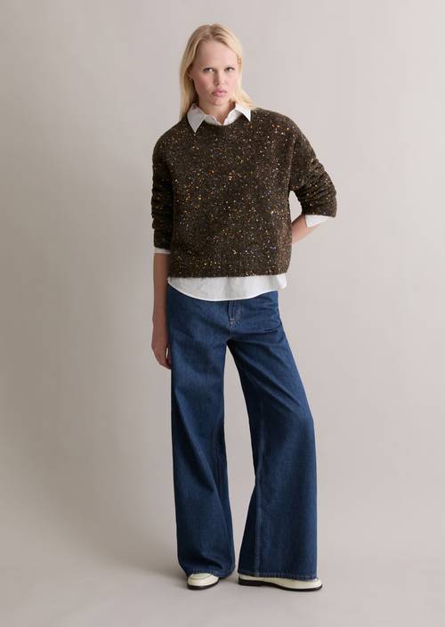 Jersey oversize de bouclé Black Espresso en vista frontal