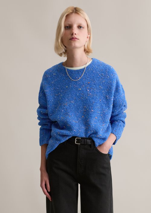 Marc O'Polo Bouclé oversized trui, Dames, blauw, S, 77% Ruw wol, 15% Polyamide, 8% Viscose