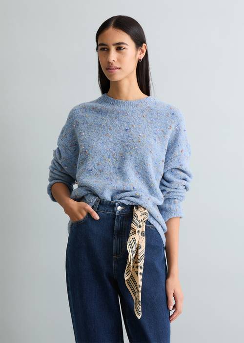 Jersey oversize de bouclé Blue Dusk en vista frontal
