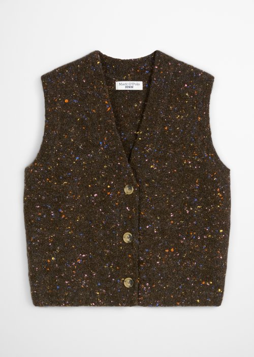 Regular sleeveless bouclé cardigan — Black Espresso