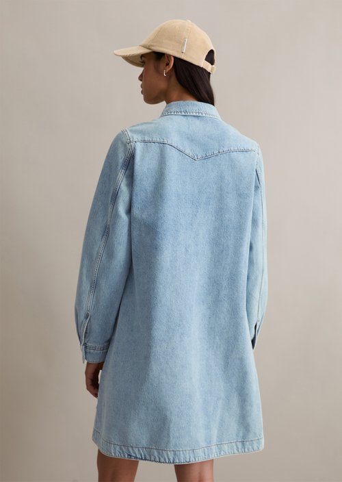 Short denim dress flared — Light Blue
