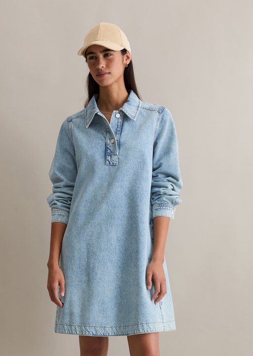 Short denim dress flared — Light Blue
