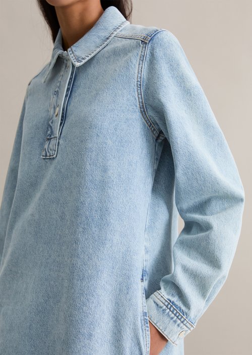 Short denim dress flared — Light Blue