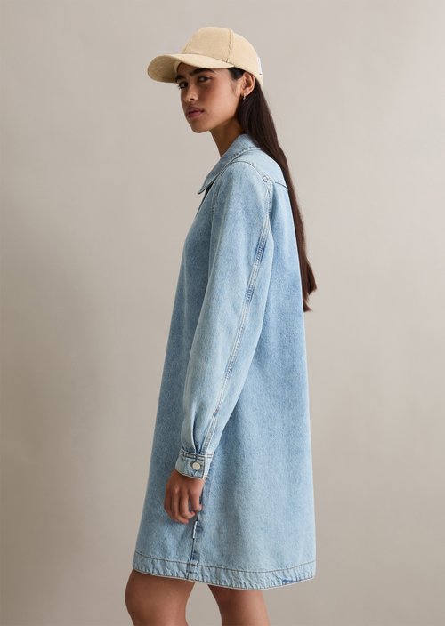 Short denim dress flared — Light Blue