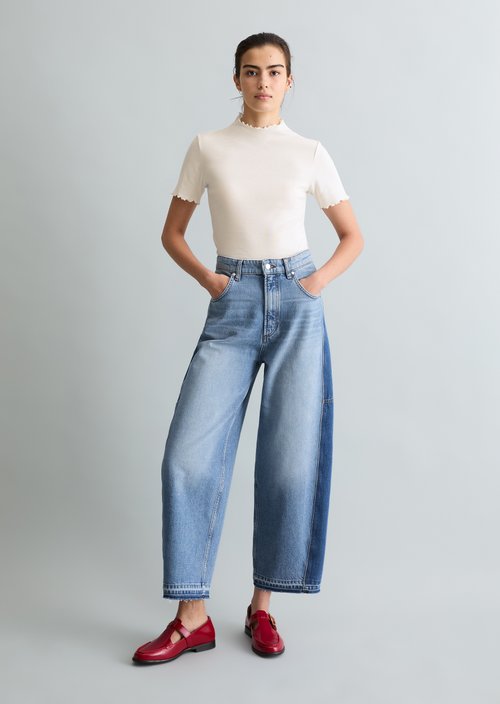 Jeans model Enni wide barrel cropped — Medium Blue