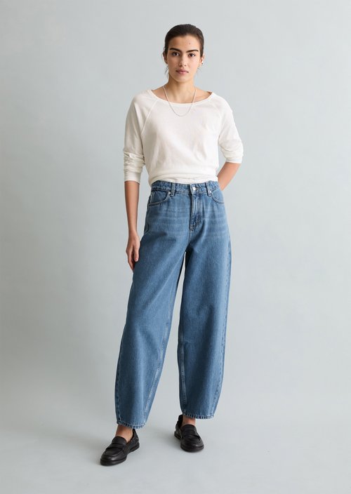 Jeans model Stine relaxed barrel cropped — Medium Blue
