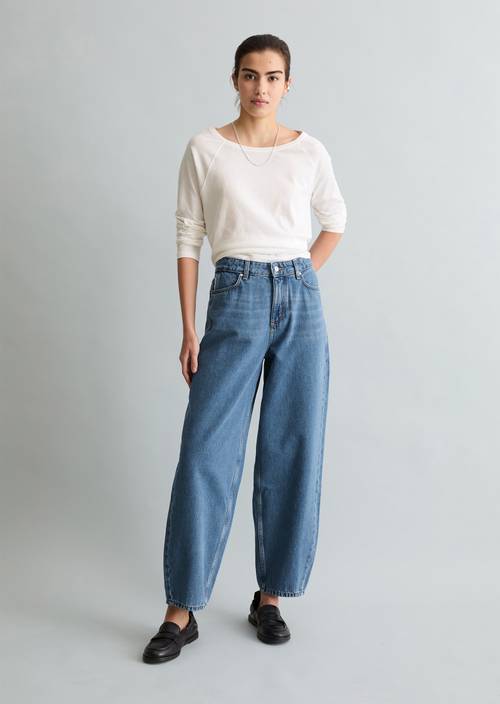 Jeans model Stine relaxed barrel cropped Medium Blue in vooraanzicht