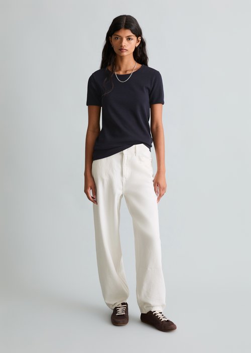 Jeans model Stine barrel cropped — White