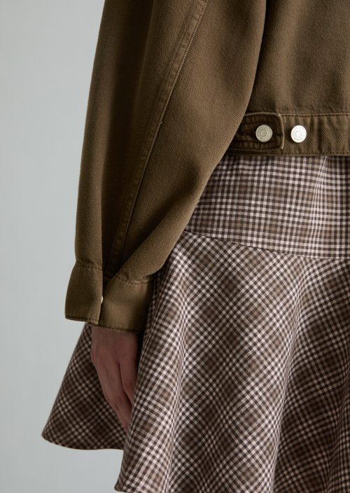Cropped oversized denim jacket — Hazelnut Brown