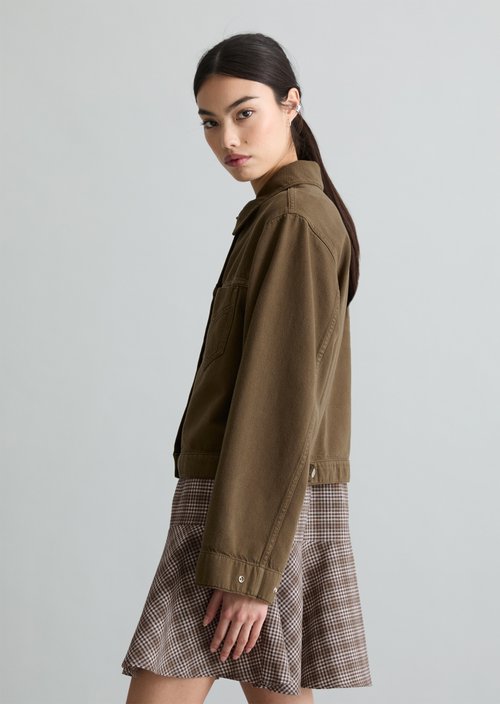 Cropped oversized denim jacket — Hazelnut Brown