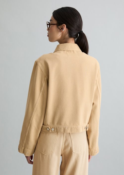 Cropped oversized denim jacket — Smoky Pine (alternate view)