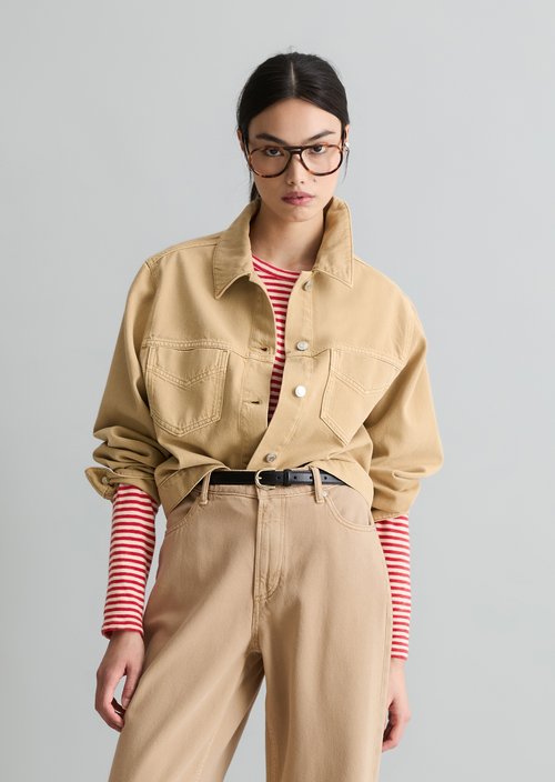 Cropped oversized denim jacket — Smoky Pine