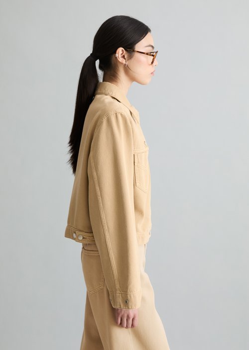 Cropped oversized denim jacket — Smoky Pine