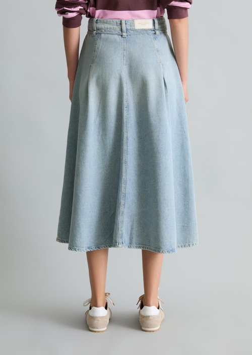 Jeans midi skirt flared — Light Blue (alternate view)