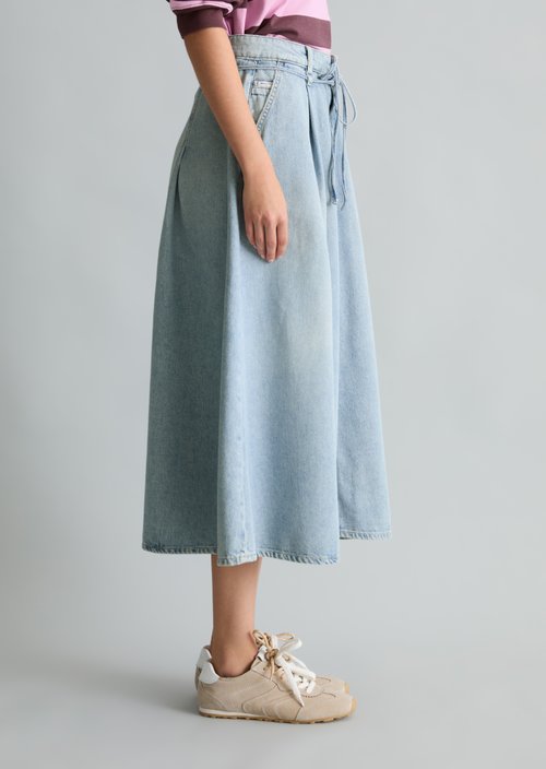 Jeans midi skirt flared — Light Blue