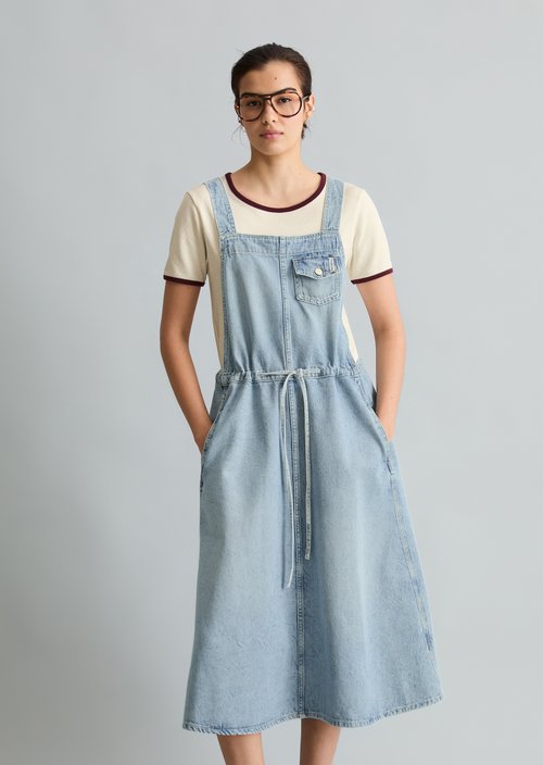 Jeans dungaree dress flared — Light Blue