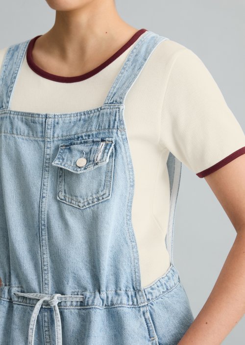 Jeans dungaree dress flared — Light Blue