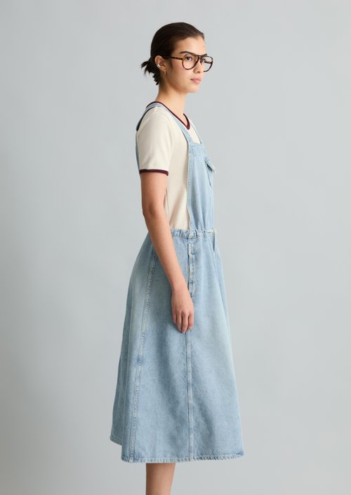 Jeans dungaree dress flared — Light Blue