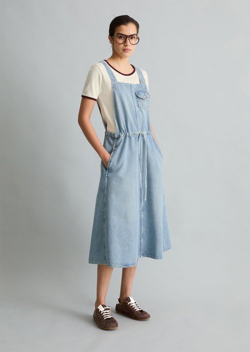 Jeans dungaree dress flared — Light Blue