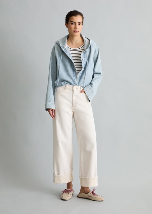 Relaxed hooded denim blouse — Light Blue