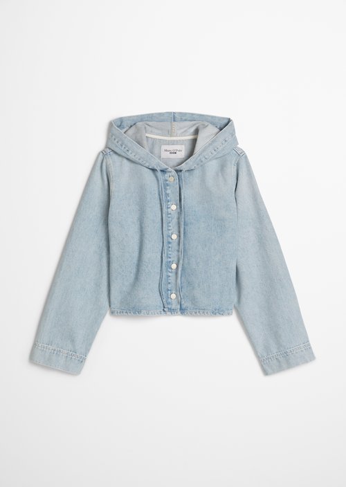 Relaxed hooded denim blouse — Light Blue