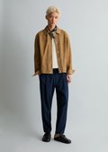 Leather jacket regular made from soft suede - green | Leather