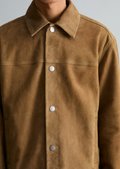 Leather jacket regular made from soft suede - green | Leather