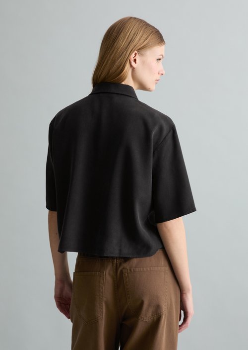 Crop blouse relaxed — Black