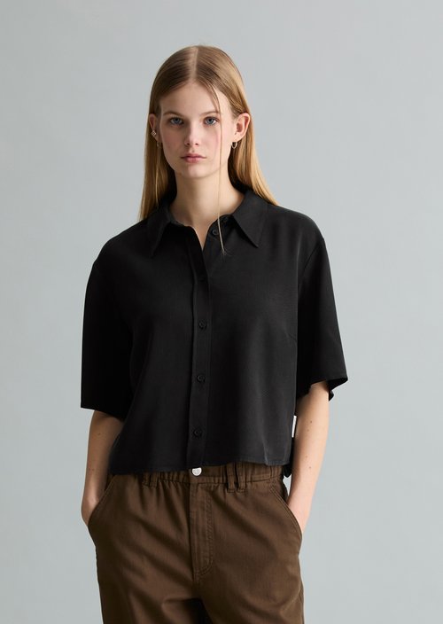 Crop blouse relaxed — Black