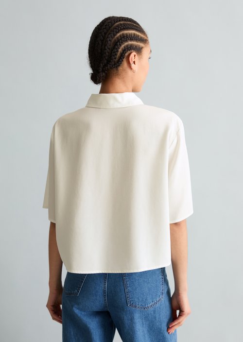 Crop blouse relaxed — Silky White