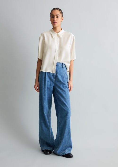 Crop blouse relaxed — Silky White