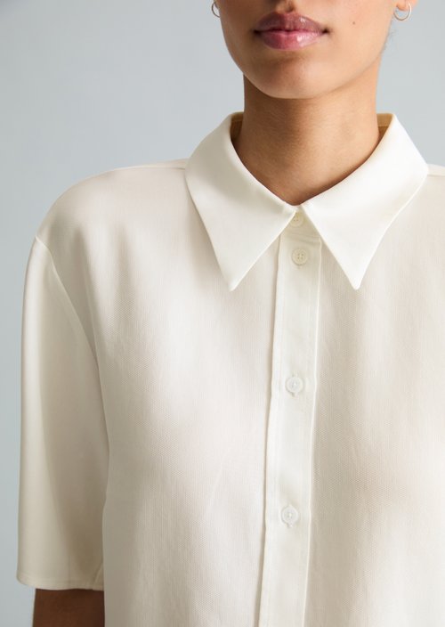 Crop blouse relaxed — Silky White