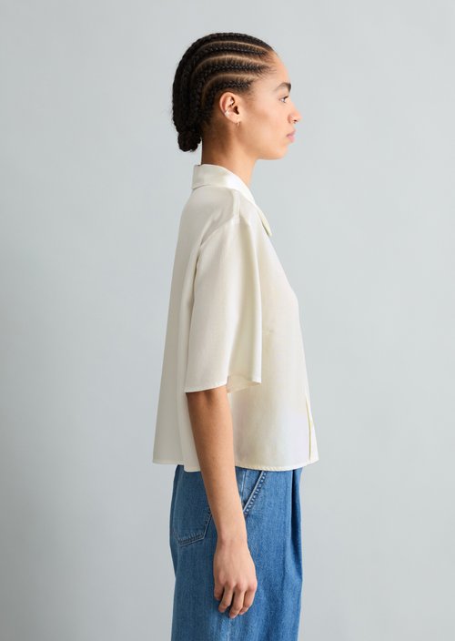Crop blouse relaxed — Silky White