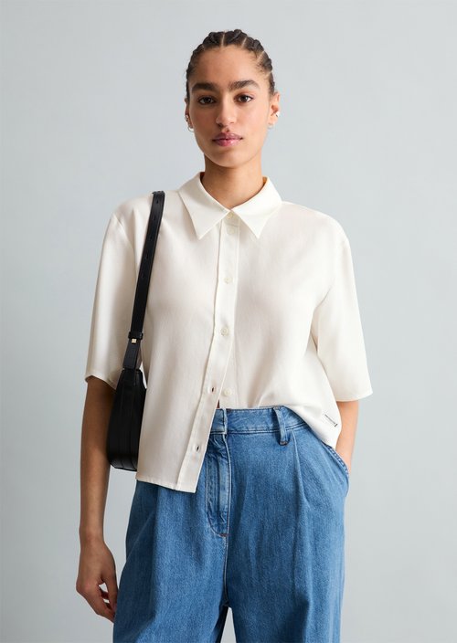 Crop blouse relaxed — Silky White
