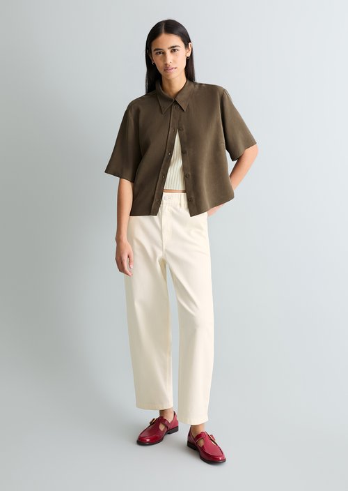 Crop blouse relaxed — Hazelnut Brown