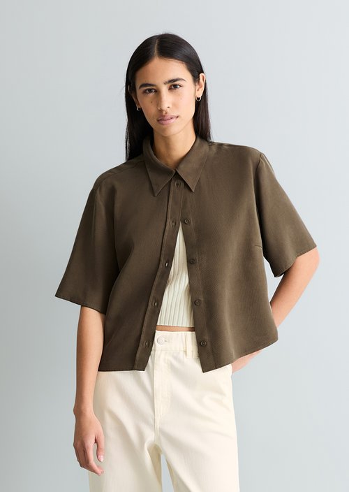 Crop blouse relaxed — Hazelnut Brown